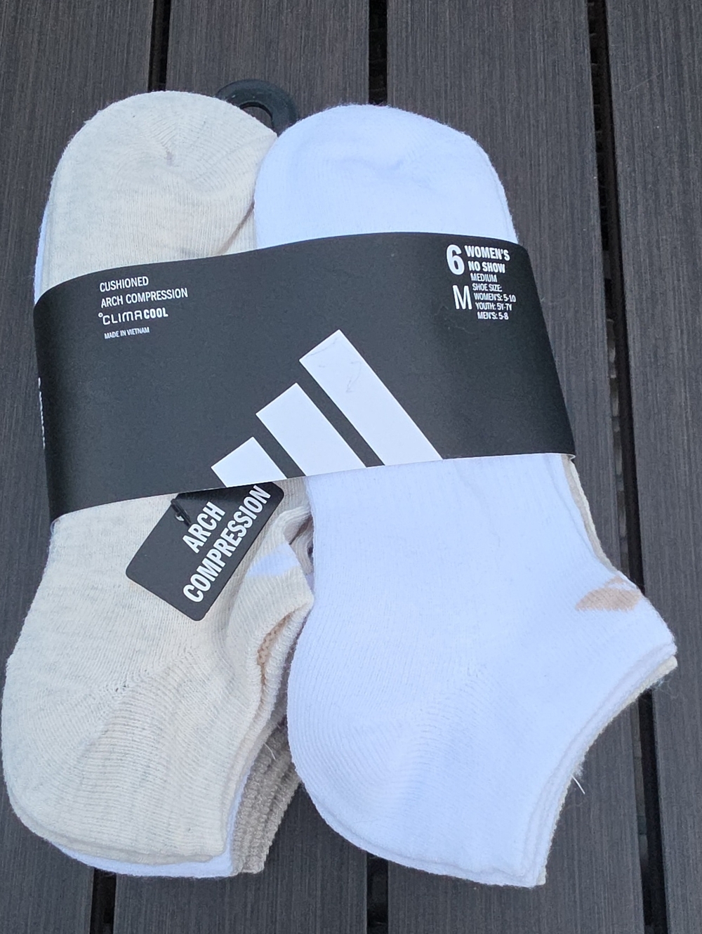 adidas Women's No-Show Athletic Socks - White & Cream (6 Pack)